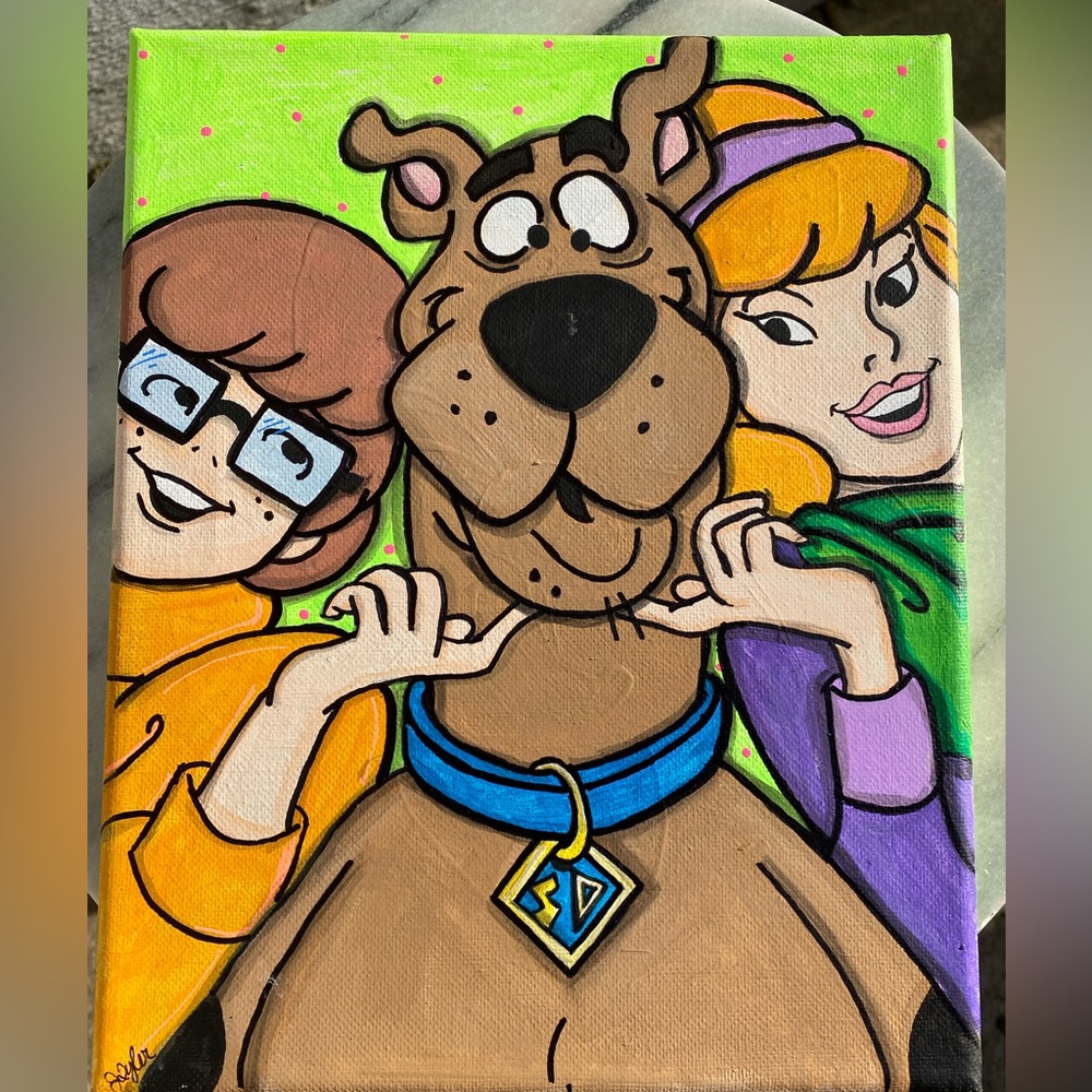 Scooby Doo 11 x 14” painted canvas.